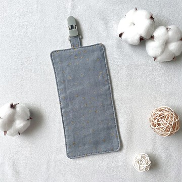 灰底金星星 日本二紗  幼兒園 擦手巾 幼兒園必備 手帕 手帕夾