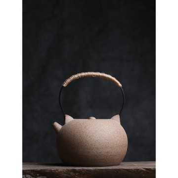 粗陶耐熱煮水煮茶茶壺大號提梁原礦凈化水質電陶爐明火炭爐通用