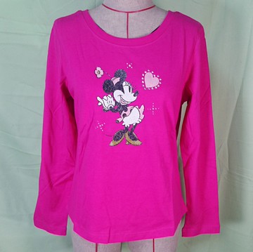 【震撼精品百貨】米奇/米妮 Micky Mouse 大圓領T 桃 震撼日式精品百貨