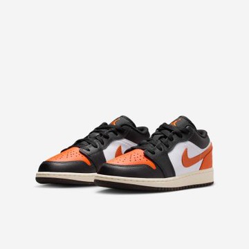 Nike 休閒鞋 Air Jordan 1 Low GS 大童 女鞋 黑 橘 扣碎 低筒 AJ1 553560-081