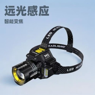 跨境超亮強光白激光夜釣揮手感應礦燈USB充電應急戶外照明頭燈