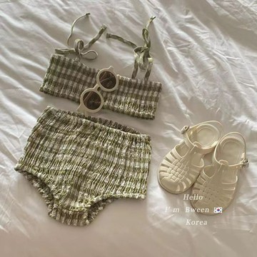 mori🎀mori女童泳衣韓版童裝夏兒童甜美氣質條紋吊帶分體兩件套