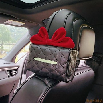 關注上新○汽車蝴蝶結紙盒 公主車載紙巾用品抽在逃車內掛式遮陽板實用抽巾盒 汽车时尚裝飾品