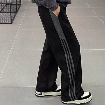 男夏季薄款美式寬鬆運動衛褲 情侶同款學生寬腿直筒休閒長褲 男裝寬鬆休閒長褲 三條槓男裝運動褲 直筒褲闊腿褲 H0634