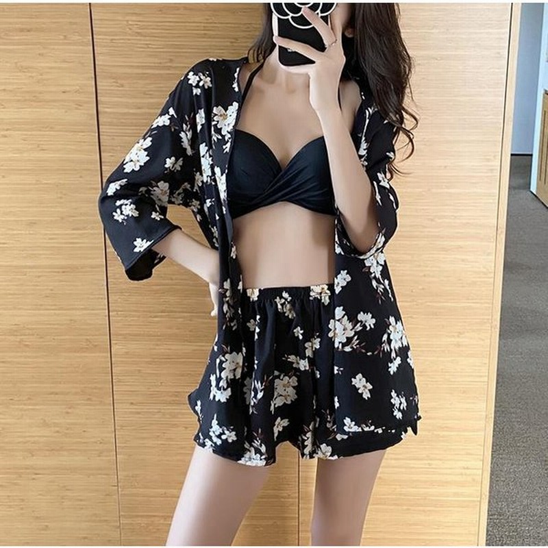 レディース 水着セット ビキニ ショートパンツ アウター 花柄 可愛い 女子水着 ビーチウェア 通販 Lineポイント最大get Lineショッピング