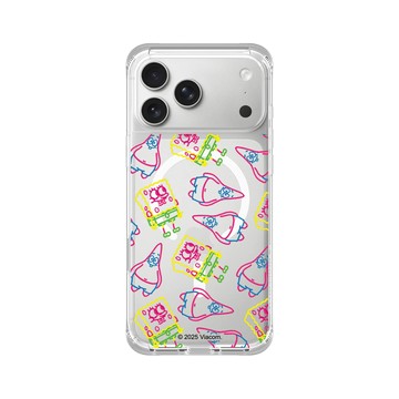 iPhone 17 Pro Max ClearX (MagSafe 兼容) 晶透白 - 海綿寶寶 SpongeBob - 奇異筆觸Pattern