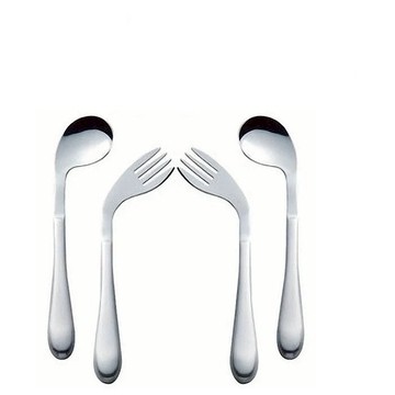 【海夫健康生活館】LZ 青芳 不鏽鋼中空輕量湯匙 叉子(左右彎系列)