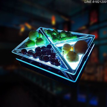 酒吧用品 派對用品 免運 開立發票 led發光果盤酒吧四格六格創意網紅夜店ktv專用水果小吃拼盤果盤架 支持訂製 量大價優