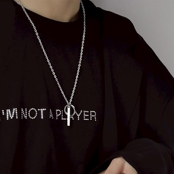 項鍊 純銀項鍊 銀項鍊 男生項鍊 指環項鍊 嘻哈項鍊 韓國項鍊 長相鍊 吊墜項鍊 小眾項鍊 毛衣鏈 男生生日禮物 005