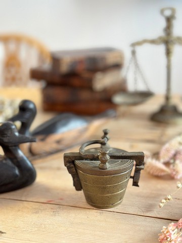 40234-稀有法國古董黃銅巢式/杯式砝碼