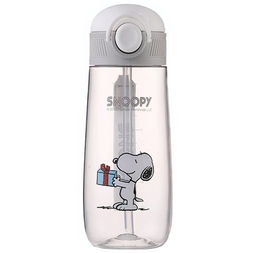 PEANUTS 史努比 提手水壺 吸管  灰色  600ml  1個