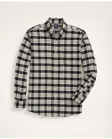 Brooks Brothers Men's Big & Tall Portuguese Flannel Shirt | White/Black | Size 2X Tall