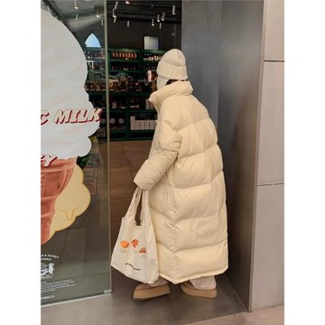 法國Rouje Moaks白鵝絨羽絨服女寬松冬新款超長款過膝到腳踝外套