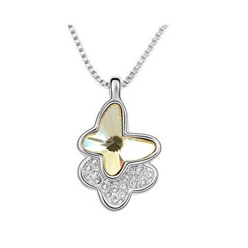 現貨+預購 925純銀項鍊水晶吊墜-時尚風靡蝶翼雙飛情人節生日禮物女飾品3色73bb230【獨家進口】【米蘭精品】