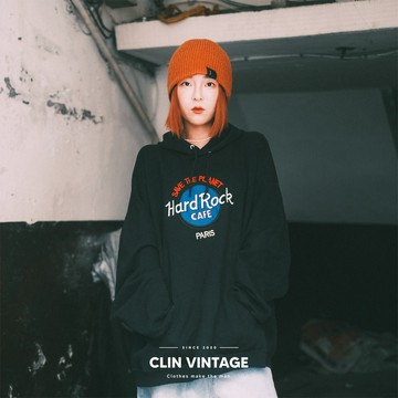 西林 CLIN｜古著｜Hard Rock 刺繡帽T_ 古著 秋冬 素色 長袖 二手
