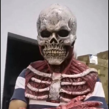 2022新款驚魂之夜血骷髏面具密室逃脫角色扮演恐怖頭套萬圣節道具