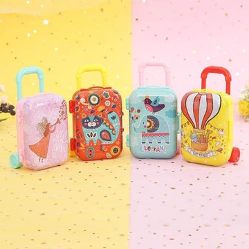 迷你女孩兒童過家家玩具車行李拉桿箱手提仿真精致小模型生日禮物