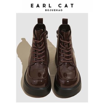 伯爵貓增高馬丁靴2026春季新款英倫風靴子女真皮厚底單靴女靴短靴