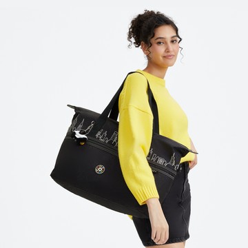 KIPLING | FRIENDS 曼哈頓黑大容量收納旅行袋-ART M FRIENDS