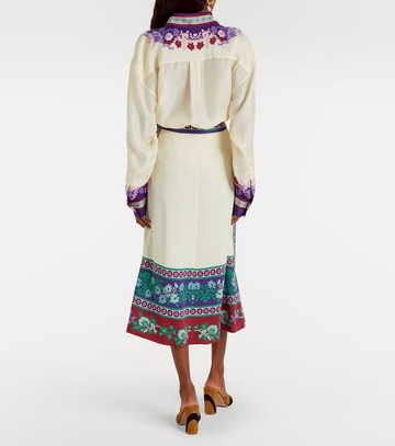 La DoubleJ Santa Monica printed satin midi skirt