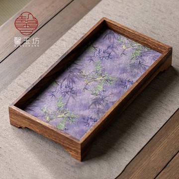 馨玉坊胡桃木高腳干泡茶盤家用方形茶托盤復古實木茶臺布藝茶席