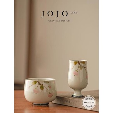 JOJO'S L. PD.fight.草木灰手繪石榴茶杯陶瓷品茗杯功夫茶 | 縣山