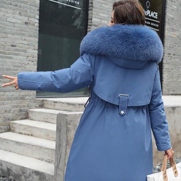 任-【10衣綾】韓版收腰毛毛領羽絨棉長版外套(百搭/透氣/舒適/5色可選/M-3XL/KDCQ-2062)