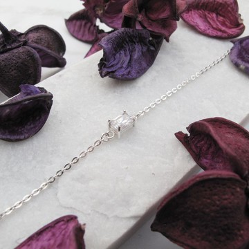 【手工客製銀飾】方鋯石 | 極簡個性 純銀手工手鍊 | 大員囡仔