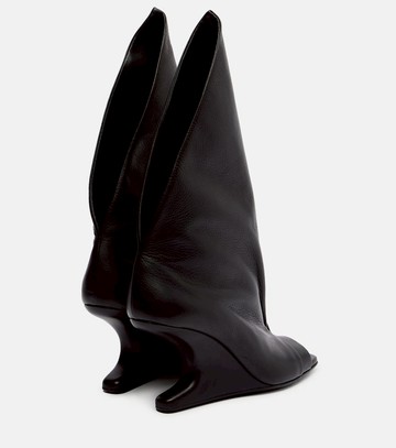Rick Owens Cantilever leather peep-toe boots