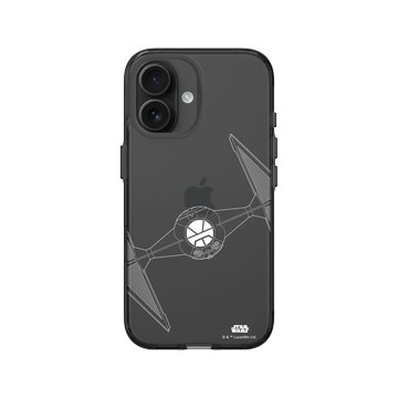 iPhone 16 Clear (相機按鈕) 酷墨灰 - 迪士尼-星際大戰 Star Wars - 鈦戰機-線條白