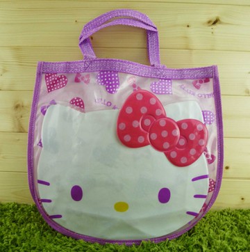 【震撼精品百貨】Hello Kitty 凱蒂貓 透明防水手提袋 紫花【共1款】 震撼日式精品百貨