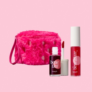 ✨新春開運【Benefit】轉啊喜八豆! 紅粉菲菲唇油組 (染唇液+護唇油+毛絨彩妝包) 快速出貨