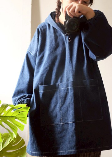 靛藍牛仔厚磅連帽上衣