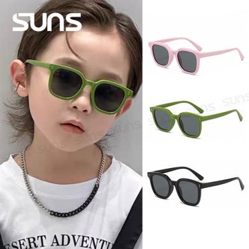【SUNS】兒童彈力偏光太陽眼鏡 韓版方框墨鏡 輕量矽膠彈性墨鏡 抗UV400 S88