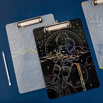 星空板夾燙金鐳射透明書寫板亞克力墊板A4文件夾學生用考試星座小清新寫字試卷夾創意文具可愛文藝多功能夾板