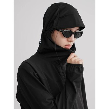 NO LOGO / 連帽原紗防曬抽繩皮膚衣防曬衣吸濕速干外套夾克