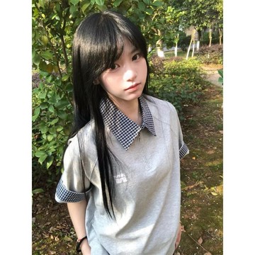 【WYZ】假兩件半拉鍊短袖女夏美式學院風寬鬆POLO衫t恤翻領格子情侶上衣
