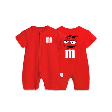 嬰兒衣服夏裝寶寶M豆紅色連體衣0-12個月6新生兒寶寶滿月百天爬服