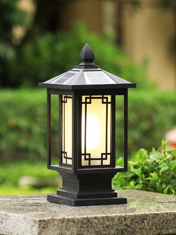 太陽能柱頭燈戶外防水庭院燈新中式花園別墅柱子燈室外圍墻門柱燈