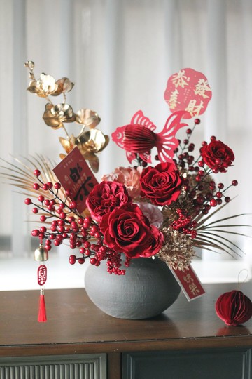 花禮設計 / 不凋花系列 / 駿馬奔騰  馬到福到吉祥盆花