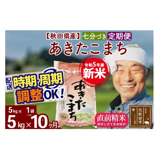 ふるさと納税 秋田県 北秋田市 《定期便10ヶ月》＜新米＞秋田県産 あきたこまち 5kg(5kg小分け袋) 令和5年産 配送時期選べる 隔月お届けOK お米 お…