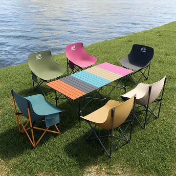 🔥台湾发货🔥戶外摺疊桌椅野餐月亮升級蛋卷加厚可摺疊露營擺攤便攜式裝備套裝折疊桌 露營桌 便攜式野餐桌 懶人桌 擺攤桌