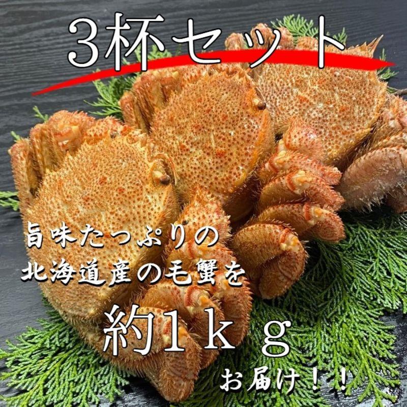 前田水産毛蟹 3杯セット（約1ｋｇ分） ボイル済み 冷凍 毛ガニ けがに 毛がに 蟹 かに 道産品 お歳暮 お祝い 母の日 父の日 お中元