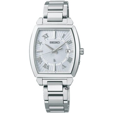 SEIKO 精工錶 LUKIA 系列 優雅太陽能電波酒桶型女錶 1B32-0AV0S(SSQW057J)-27mm-白面鈦帶【刷卡回饋 分期0利率】【APP下單點數13倍送】