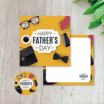 父親節卡片 (卡片+貼紙) 9X9雙面卡片 父親小卡 爸爸感恩卡片-B款