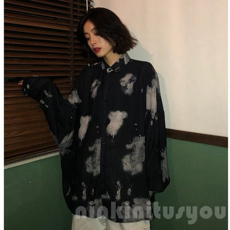 シャツブラウストップスレディース柄シャツ長袖黒襟付きシャツ羽織りもの春夏秋カジュアルゆったり大きいサイズオーバーサイズ 通販 Lineポイント最大0 5 Get Lineショッピング
