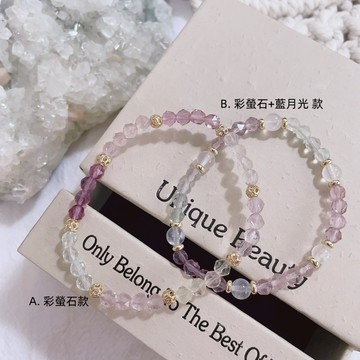 【一抹光Spark】 - ✣ 靈光 鑽切彩螢石x 藍月光 設計款 水晶手串