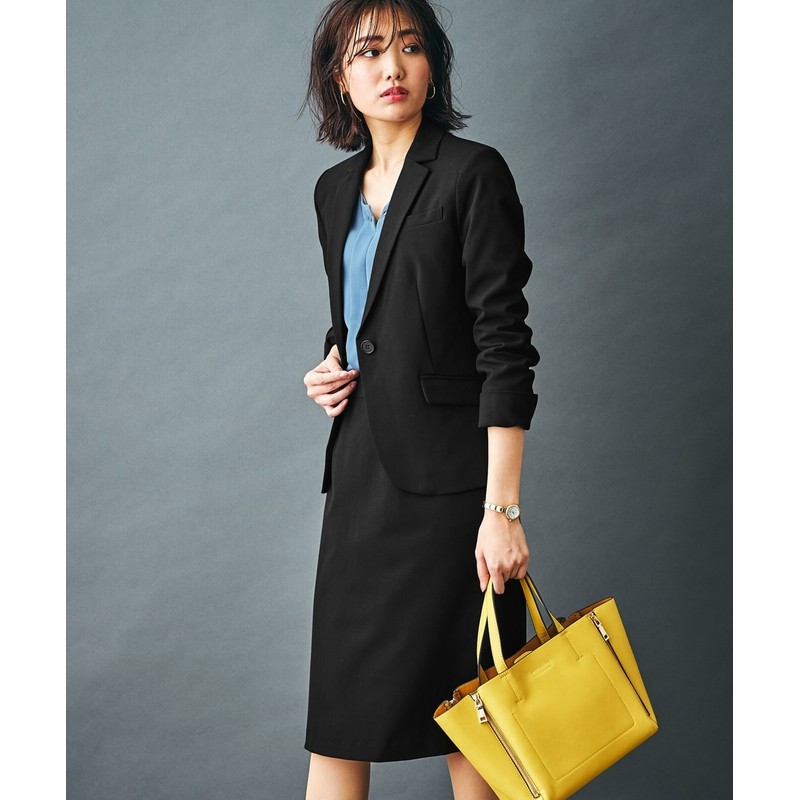 レディーススーツ テーラードジャケットスカートスーツ こだわり配色裏地ジャケット セミフレアスカート タテヨコストレッチ素材 スマイルランド レディーススーツ Women S Suits Plus Size Women S Suits 通販 Lineポイント最大get Lineショッピング