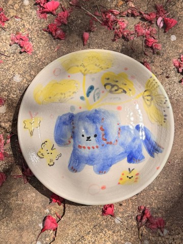 藍色小狗狗的春日散步 餐盤