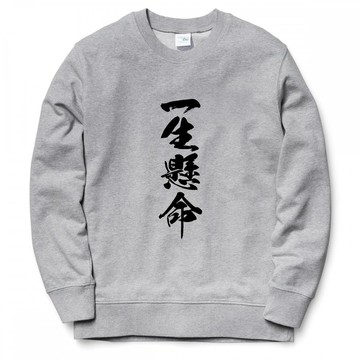 一生懸命 中性 大學T 5色 刷毛 (現貨) 日語文字中文日文短T潮T班服TEE書法禮物寬鬆魂純棉